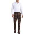 thumbnail image 2 of Pantalones de cuadros INSPIRE CHIC para hombre, chinos formales de frente plano, patrón a cuadros, 32 marrón, 2 of 6
