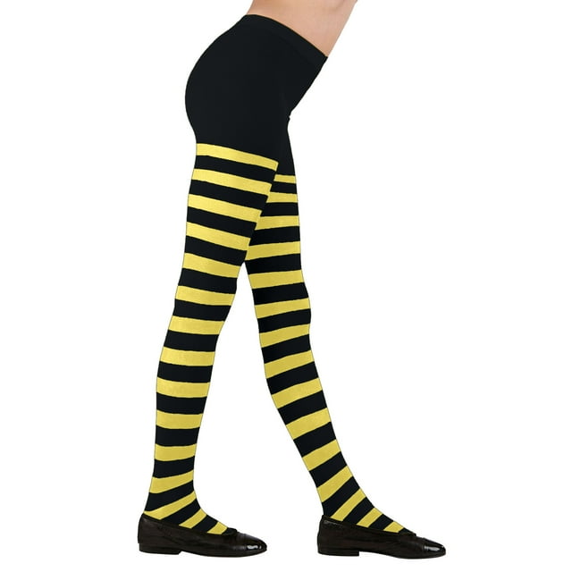 Kids Sock - Enchanting Striped Tights for Children Halloween Carnival Accessory Witch Theme 69-72cm Length