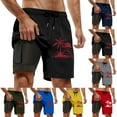 thumbnail image 1 of Shorts de Course pour Hommes avec Doublure de Compression, Shorts de Bain Décontractés avec Poches Bleu TTG, 1 of 4