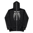 thumbnail image 2 of Halloween Hoodies Mens Zip Up Dark Gothic Print Hoodie Long Sleeve Relaxed Fit Streetwear Graphic Hoodie Grey M, 2 of 3