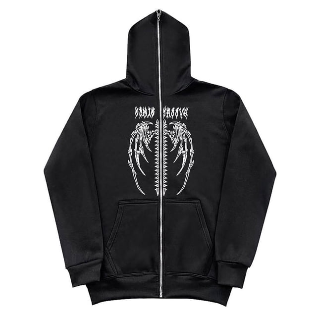 WILLBEST Sudaderas En Pareja Male And Female Couple Dark Fashion Print Sport Hooded Full Zip Hoodie Grande