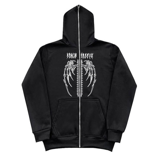WILLBEST Sudaderas En Pareja Male And Female Couple Dark Fashion Print Sport Hooded Full Zip Hoodie Grande