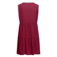 thumbnail image 6 of JGGSPWM Women's Sleeveless V Neck Cotton Mini Dress Tiered Hem Loose Fit Casual Dresses Hot Pink S, 6 of 8