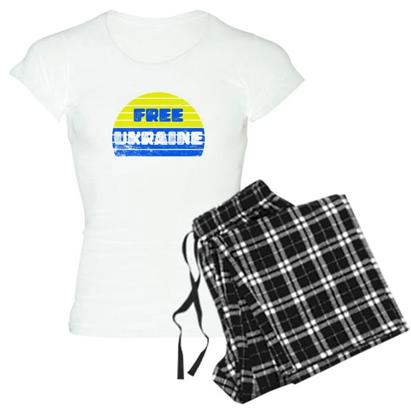CafePress - Free Ukraine - Women's Short Sleeve Print T-Shirt and Pants Light Cotton Pajama Set
