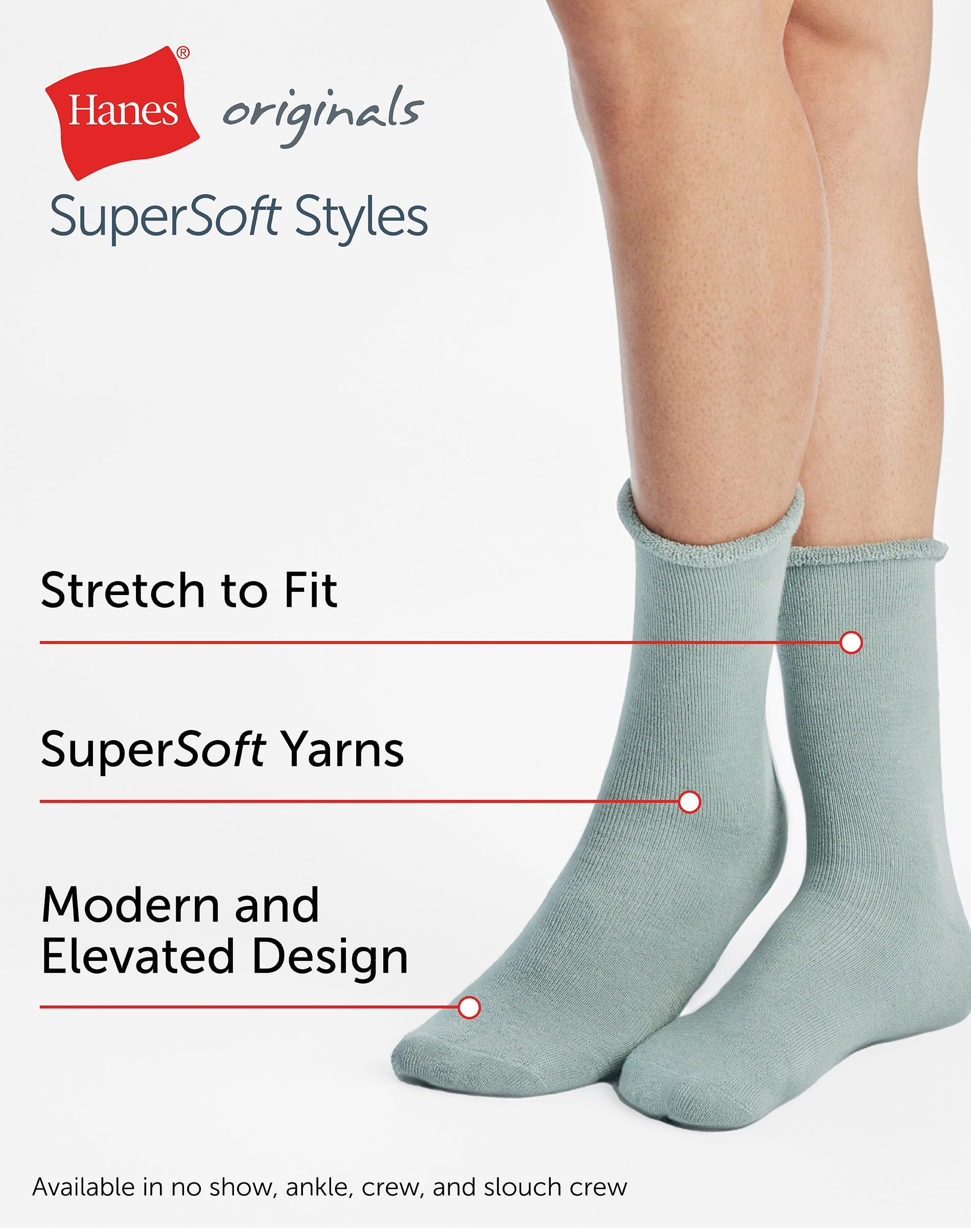 Crew Socks Pack, 3 Pairs, Originals SuperSoft Crew Socks for Men, Comfort Stretch
