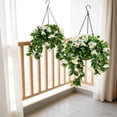 thumbnail image 3 of HCBY Hanging Baskets for Plants, 2Pcs Faux Crepe Myrtle Hanging Baskets, Weather Resistant Artificial Hanging Plants, Spring Summer Outside Porch Decor, 3 of 5