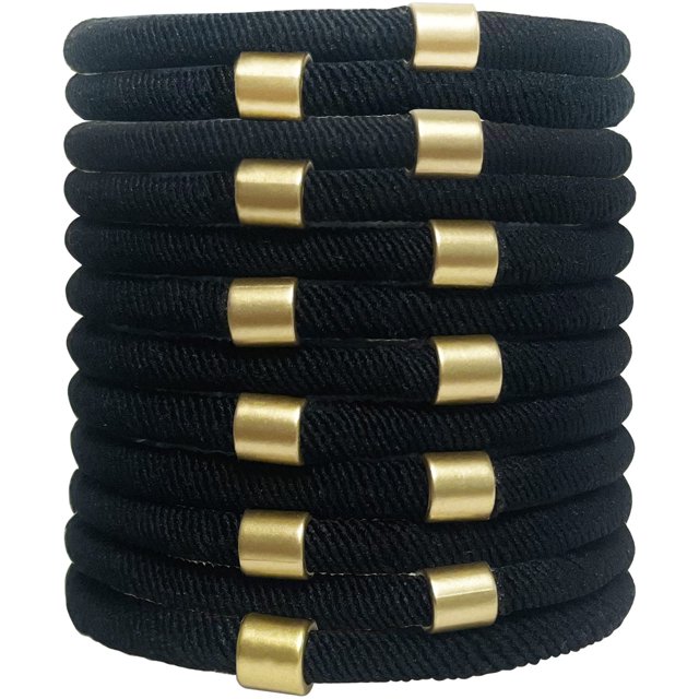UDeBe - Pulseras para mujer para cabello grueso o rizado. 12 pulseras de metal para el pelo de moda, fuertes y elásticas, sin daños, sin arrugas, soportes para cola de caballo.