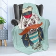 thumbnail image 4 of Pug Soft Flannel Fleece Throw Blanket, Captain Dog with Hat Mustache Jacket and Shirt Animal Funny Image, Cozy Plush for Indoor and Outdoor Use, 50" x 70", Pale Blue Navy Blue, by Ambesonne, 4 of 5