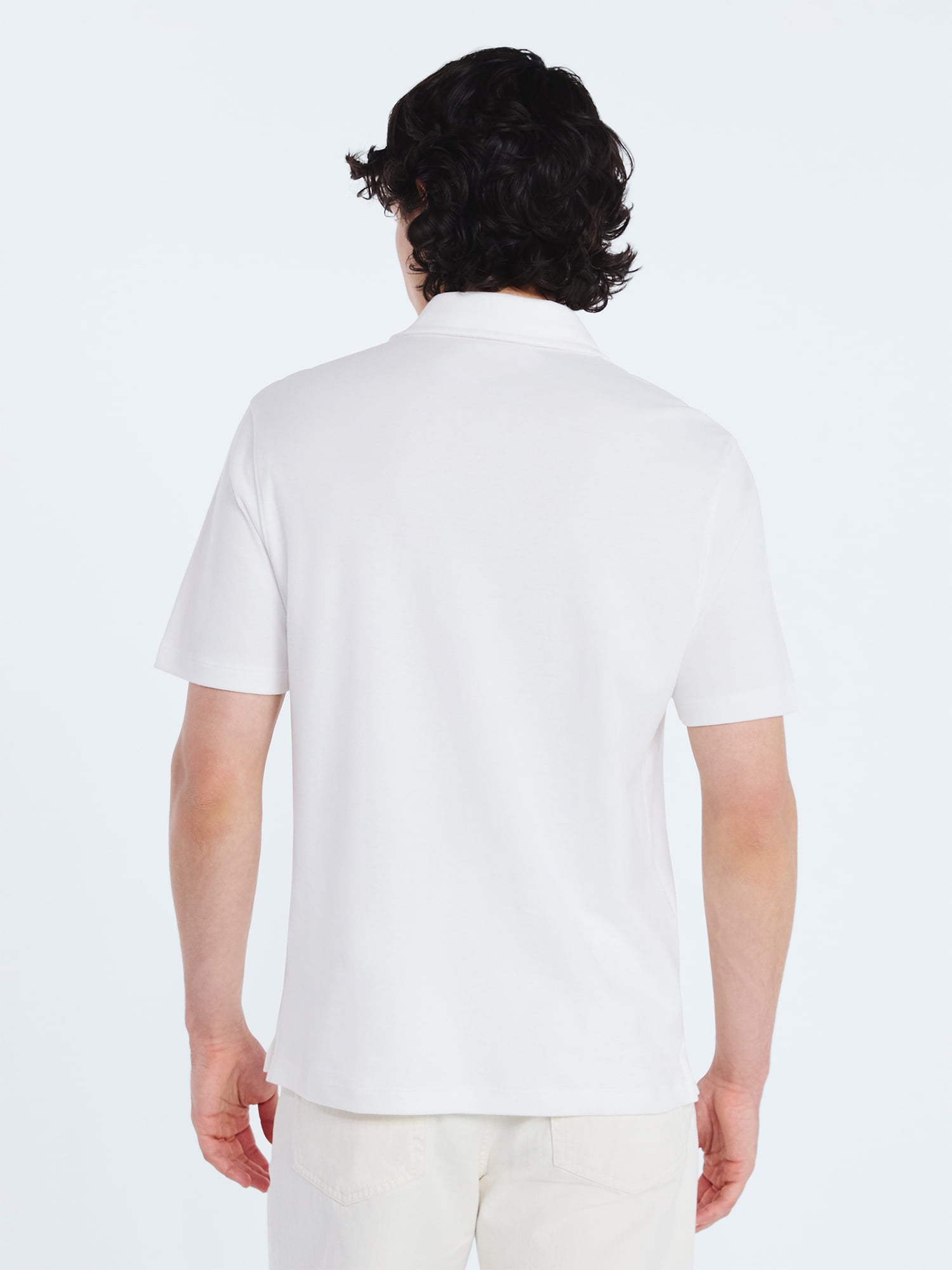 Free Assembly Mens Cotton Polo Shirt with Short Sleeves, Sizes XS-3XL