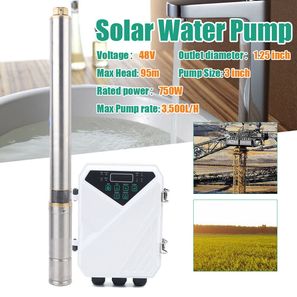 MPPT controller DC 48V Solar Deep Well Water Pump Submersible Screw Controller Pump Kits 750W Solar Deep Well Water Pump 48V 3 inch Solar Deep Water Well Pump Stainless Steel Submersible