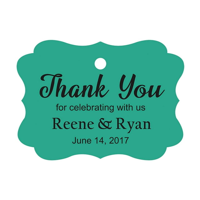 100 PCS Custom Wedding Favor Hang Tags Thank you for celebrating Personalized Paper Tags