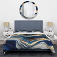 thumbnail image 3 of Designart "Vibrant Agate in Blue and Gold II" Modern Bedding Covert Set - Abstract Transitional Blue Abstract Bed Set With 1 Sham, 3 of 6