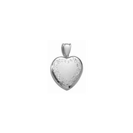 Hand Engraved Heart - 14k White Gold Premium Weight Hand Engraved Heart Locket - 1 Inch X 1 Inch Solid 14K White Gold