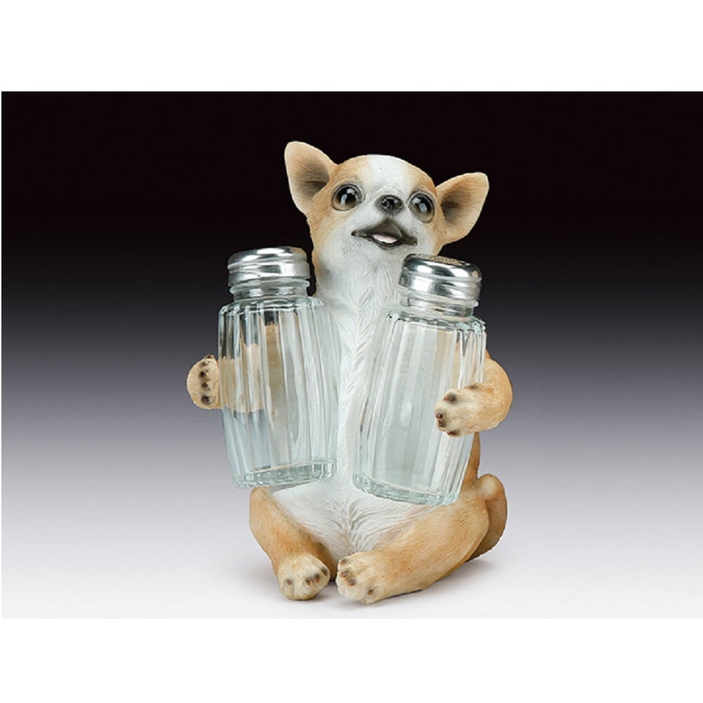 Ceramic Magnetic Salt and Pepper Shakers Collectibles Chihuahua Begging Treat