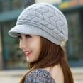 thumbnail image 5 of Women Winter Warm Knit Hats Caps Wool Snow Ski Cap Beanie Ski Berets Snapback Caps with Visor, 5 of 5