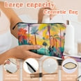 thumbnail image 4 of Makeup Bag Small Toilet Cosmetic Bags Travel Makeup Case Waterproof for Women Girls 6.7X9.45inches - Tall Palm Trees With Colorful Leaves, 4 of 7