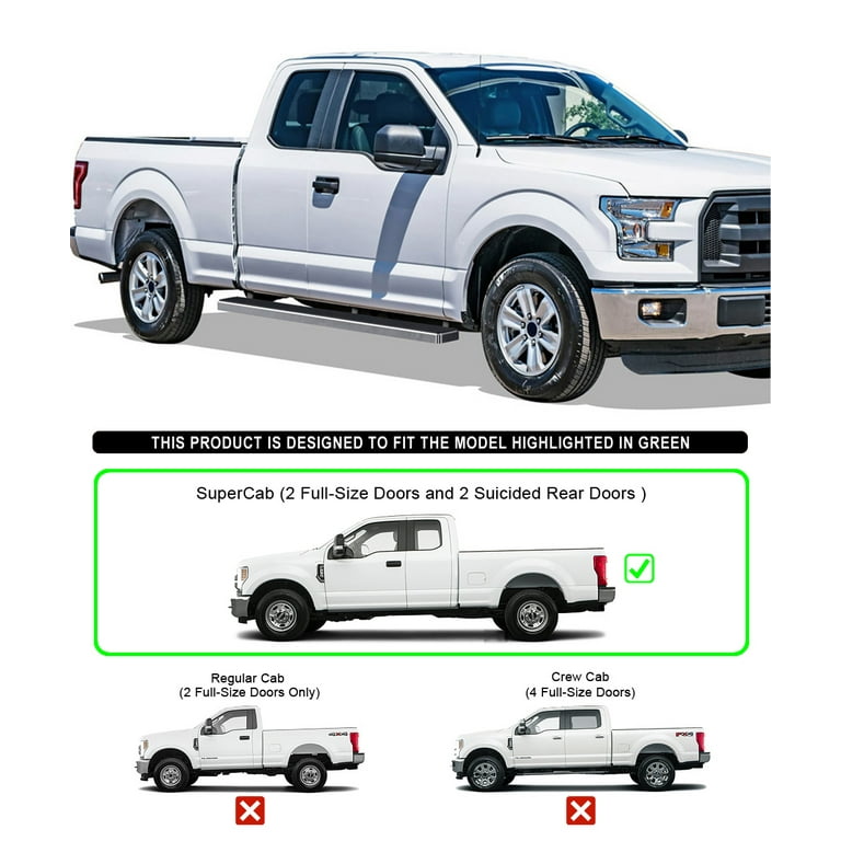 APS iBoard Running Boards 5 inches Compatible with Ford F150 2015-2023  Super Cab & F-250 F-350 Super Duty 2017-2022 Stainless Steel (Nerf Bars  Side