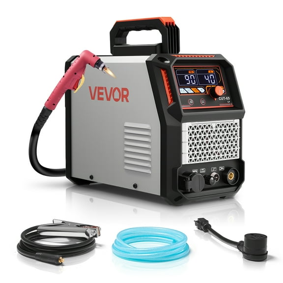 VEVOR Plasma Cutter, 65A Non-Touch Pilot Arc Plasma Cutting Machine Non-High Frequency - with 2T/4T Function & Adjustable PT Time, 110V/220V Dual Voltage Digital Display IGBT Inverter