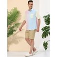 thumbnail image 3 of Lars Amadeus Men's Shirts Short Sleeve Summer Cotton Patchwork Button Down Shirts S Pink Blue, 3 of 5