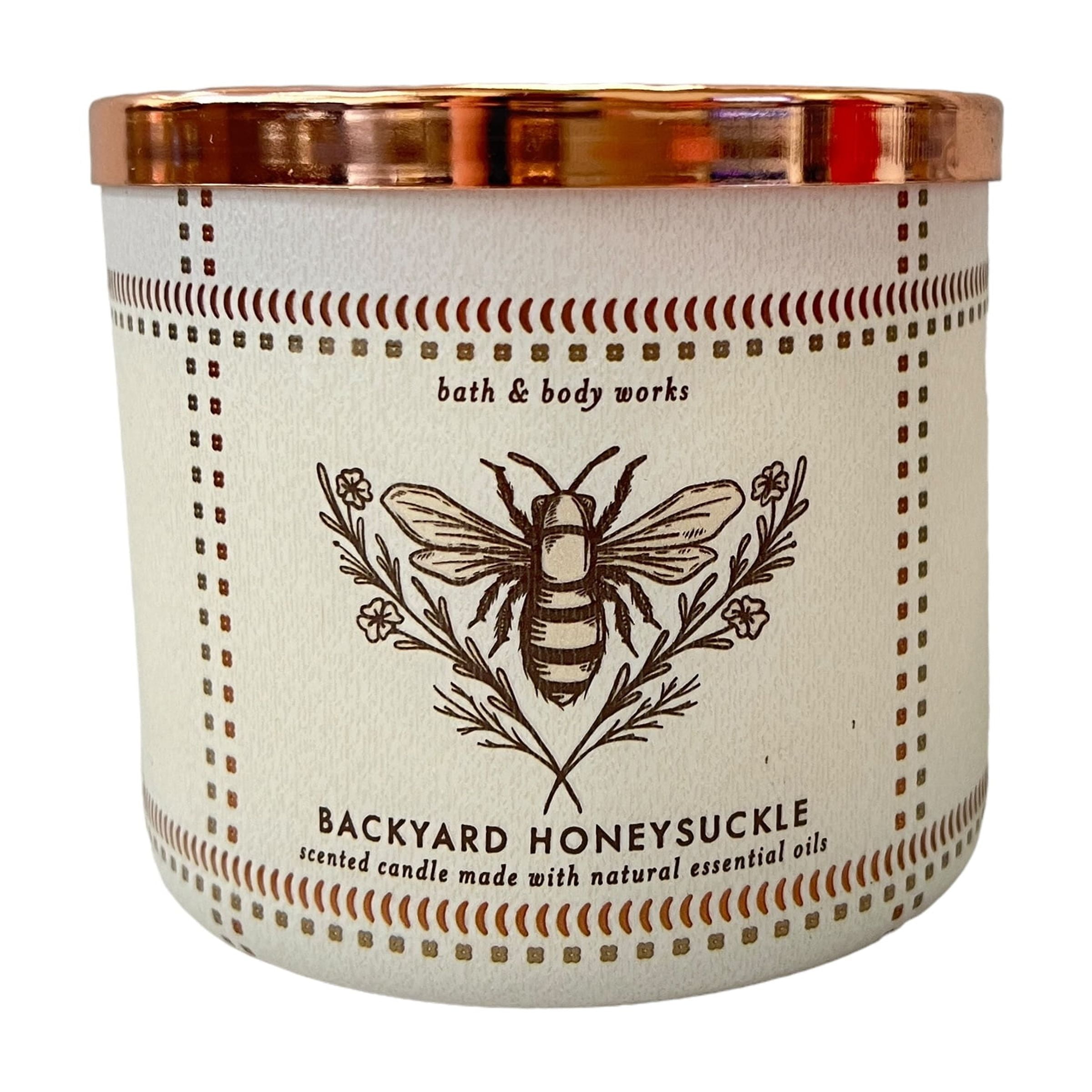Bath & Body Works Backyard Honeysuckle 3 Wick Scented Candle Retired Scent