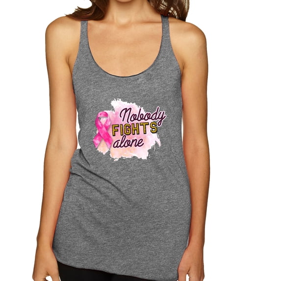 Nobody Fights Alone Watercolor Sparkles Breast Cancer Awareness Tri-Blend Racerback Tank Top, Premium Heather, X-Large