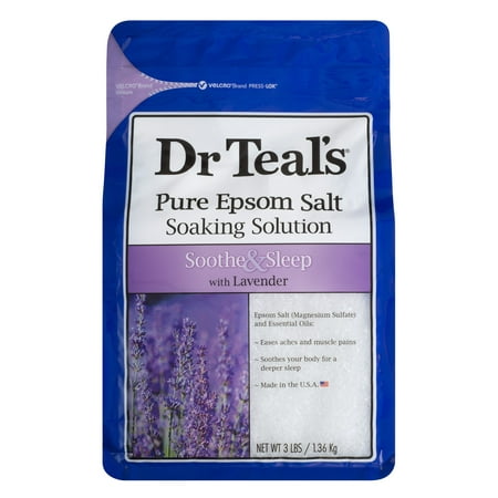 Dr Teal's Pure Epsom Salt Soaking Solution, Soothe & Sleep with Lavender, 3 (Best Bath Salts For Stress)