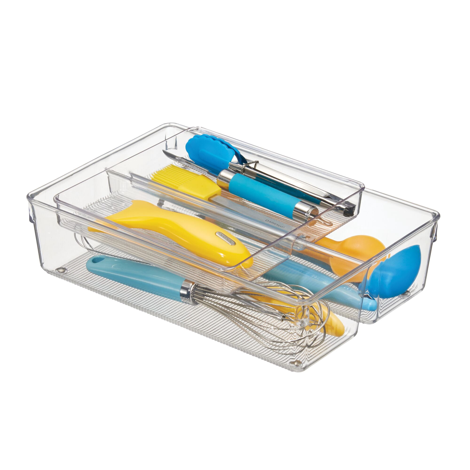 iDesign 2-Piece Kitchen Drawer Organizer for Utensils and Tools, Clear