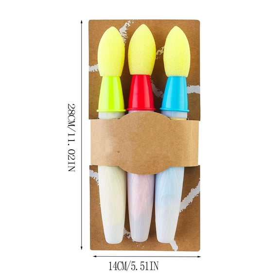 Sidewalk Chalk – 3pc 11” Bright Colored Chalk Set – Fun Art Colors & Patterns – Draw on Indoor Chalkboard or Outdoor Playground (Red, Blue, Yellow)