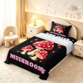 thumbnail image 5 of Homewish Kawaii Cartoon Mushrooms Twin Sheets,Letter Heart Bedding,Black Red,3 Pieces,1 Flat Sheet,1 Fitted Sheet and 1 Pillowcase, 5 of 6