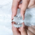 thumbnail image 4 of 925 Sterling Silver Round 1.34 Ctw Moissanite Diamond Cluster Wedding Band Women Ring, 4 of 5