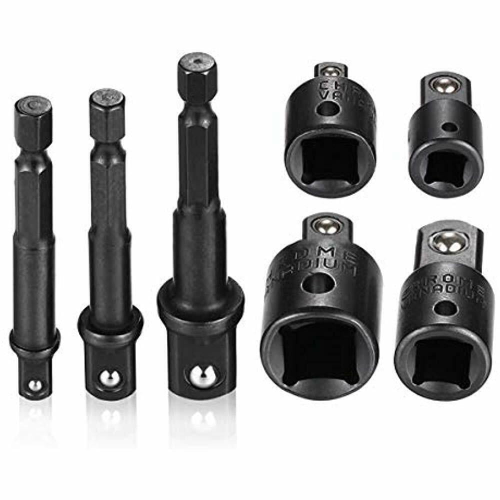 7 Pieces Socket Adapter Set Includes 3 1/4" Hex Shank Impact Extension