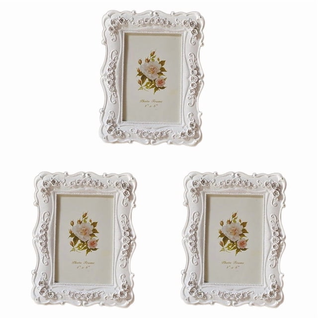 3pcs 6 Inch Retro White Photo Frame Photo Display Photo Frame Poster Home Decoration Wall Hanging Photo Frame