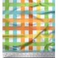 thumbnail image 1 of Soimoi Orange Modal Satin Fabric Plaid Check Print Fabric by the Yard 42 Inch Wide, 1 of 1