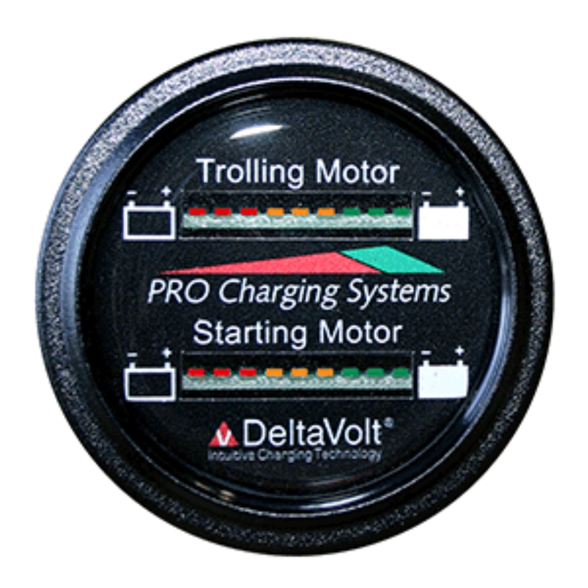 5" Black Dual Pro Battery Fuel Gauge Marine Dual Read Battery Monitor