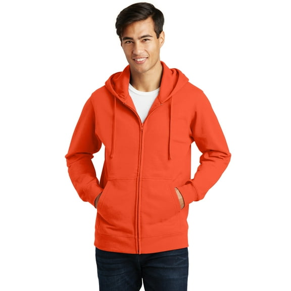 Port & Company Fan Favorite Fleece Full Zip Hooded Sweatshirt-S (Orange)