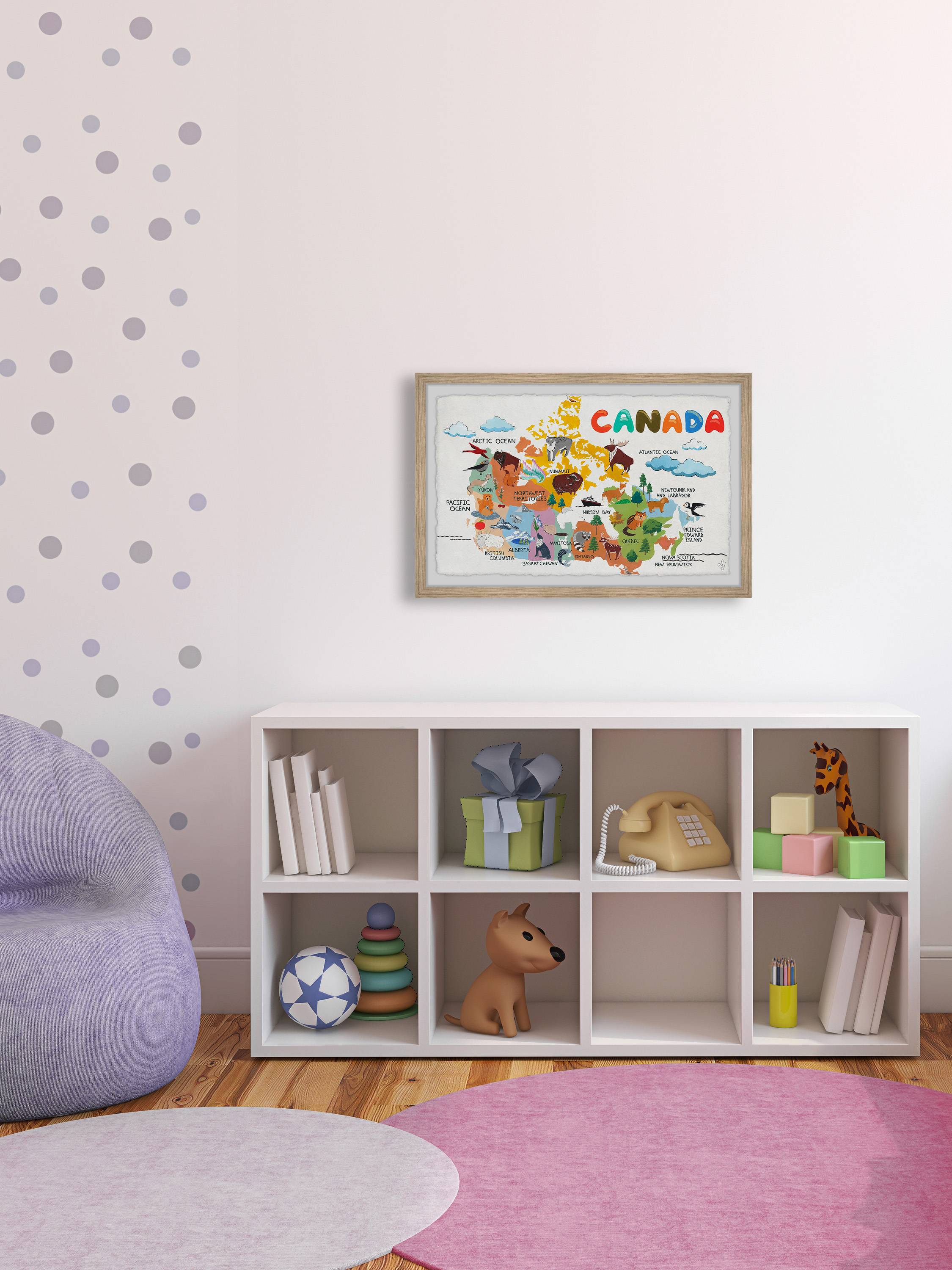 Marmont Hill Rainbow Canadian Map Framed Wall Art
