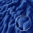 thumbnail image 5 of Exclusivo Mezcla Queen Size Flannel Fleece Blanket, Super Soft 3D Striped Jacquard Blanket for Bed, Lightweight Fuzzy Cozy Blankets, Cobalt Blue, 90"x90", 5 of 7