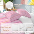 thumbnail image 2 of 3 Piece Pink Orange Blue Stripe Duvet Cover Set Queen Size,Microfiber Comforter/Quilt Cover with Corner Ties and 2 Pillowcases,Modern Abstract Art Striped Farmhouse Soft Bedding with Zipper Closure, 2 of 8
