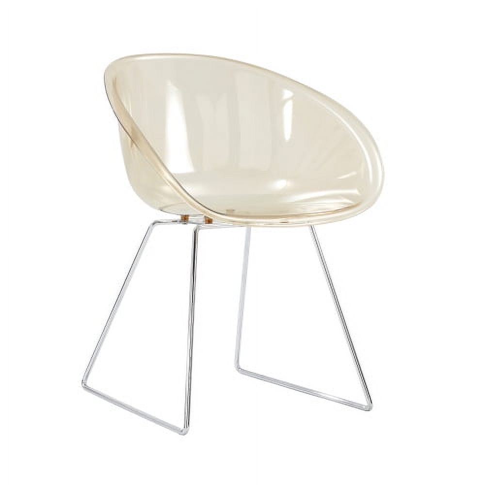 Transparent Semicircle Side Chair, Dinning Chair, 2 pc per set, Modern Acrylic Chairs, Contemporary Side Chair, for Living Room, Dining Room, for Outside Inside, Brown White - image 4 of 7