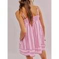 thumbnail image 3 of Women Y2k Striped Sleeveless Flowy Hem Crop Top+High Waist Lounge Shorts Set 2 Piece Sleepwear Pink XL, 3 of 4