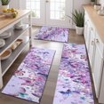 thumbnail image 2 of Purple Butterfly Flower Pattern Kitchen Rugs Sets Of 3,Kitchen Runner Rugs Non Skid Washable,Decorative Kitchen Floor Mats for Kitchen,Sink,Laundry,17"x30"+ 17"x47" + 17"x59", 2 of 6