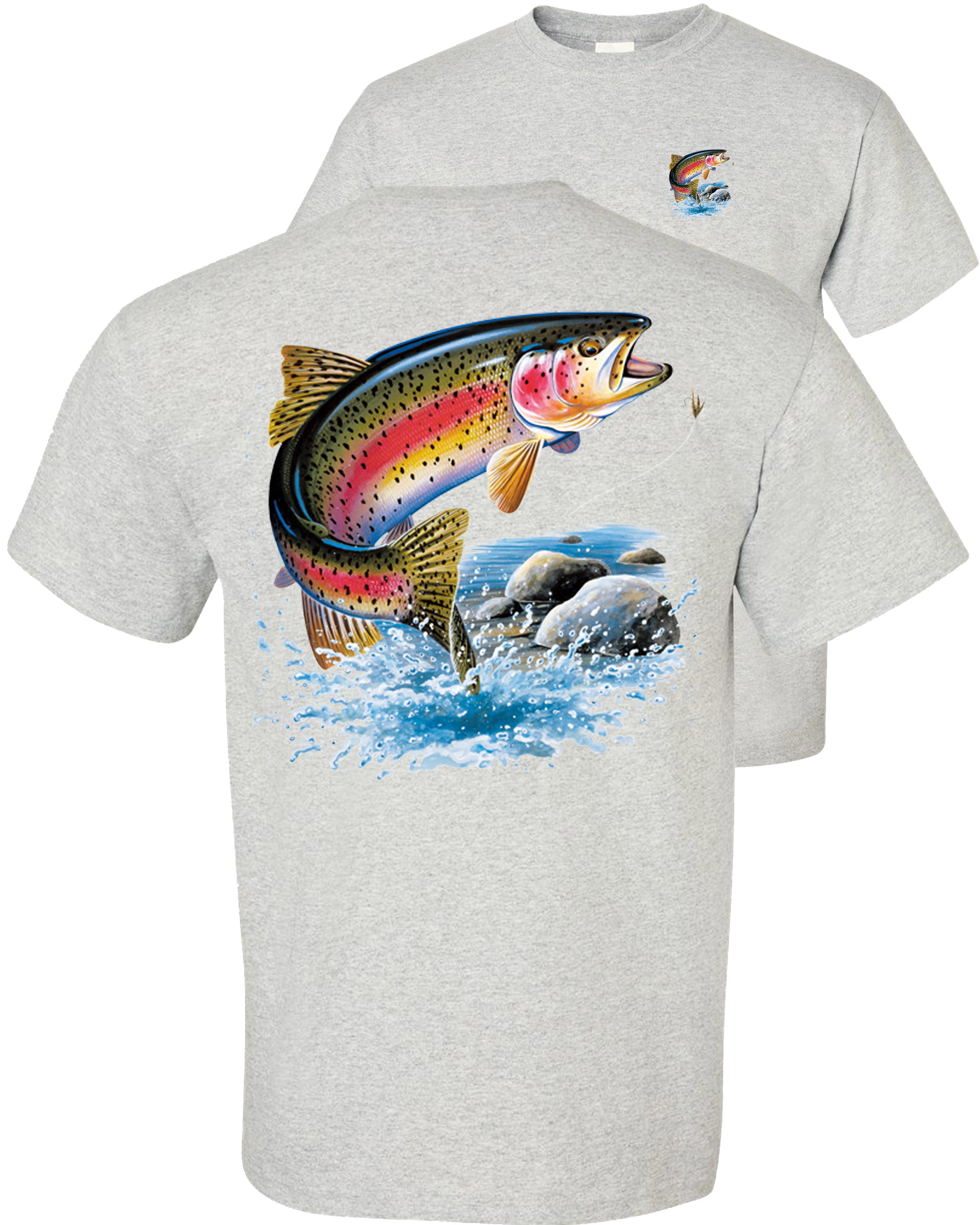 Fair Game Rainbow Trout T-Shirt Fly Fishing Fisherman-Ice Grey-M, adult Unisex, Size: Medium, Gray