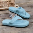 thumbnail image 4 of WLOELOEW Platform Flip Flops For Women Thick Sole Round Toe Casual Summer Outdoor Indoor Wear Light Blue European Size 43 Us Size 7.5 Foot Length 10.43 Inches Eva Material, 4 of 9