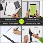 Rocketbook Everlast Digital Reusable Notebook - Black - Letter Size Eco-friendly Notebook (8.5 x 11) - 32 Dot-Grid Pages - Includes 1 Pen and Microfiber Cloth