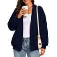 thumbnail image 7 of XPMWRP Women's Oversized Open Front Fleece Cardigan, V-Neck Long Sleeve Coat with Pockets, Casual Lounge Outerwear Navy XXL, 7 of 7