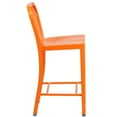 thumbnail image 3 of 24'' High Orange Metal Indoor-Outdoor Counter Height Stool with Vertical Slat Back, 3 of 9