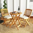 thumbnail image 2 of Giantex 3Pcs Patio Bistro Set, Wood Folding Table Set, 2 Cushioned Chairs for Garden Yard, 2 of 10