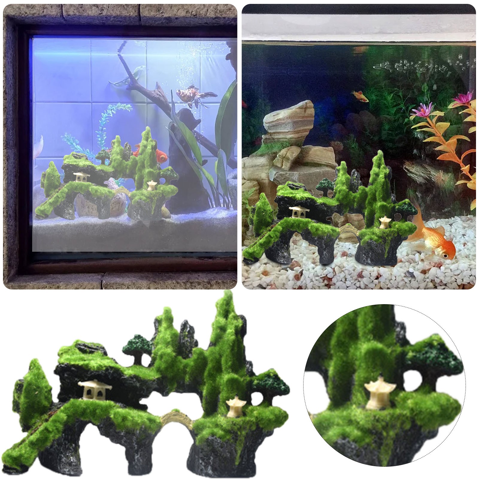 Linjieee Fish Tank Decoration Flocking Resin Crafts Decoration Of ...