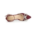 thumbnail image 4 of BLISSFUL STEP Women's Rhinestones Bow Ankle Strap Stiletto Heel Pumps Burgundy (Size 10), 4 of 7