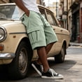 thumbnail image 6 of Men's Solid Corduroy Cargo Shorts Multi Pocket Elastic Drawstring Waist Relaxed Knee Length Streetwear Casual Workout Shorts, 6 of 6
